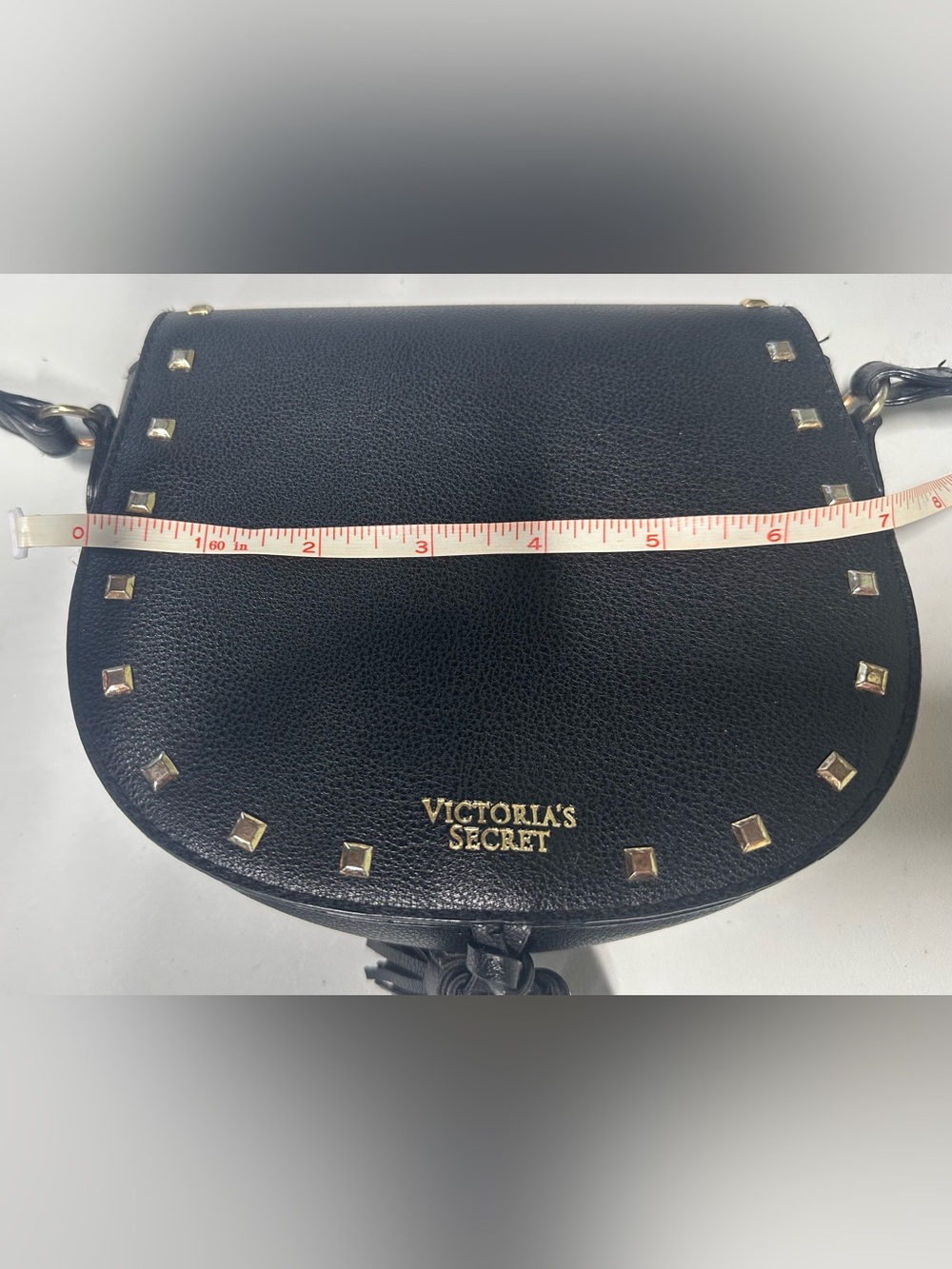 Victoria's Secret Black Studded Saddle Crossbody - Picture 7 of 9